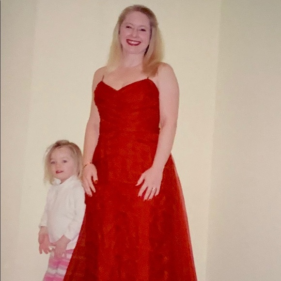 Fine Feathers red silk ball gown size 4 - Picture 8 of 15